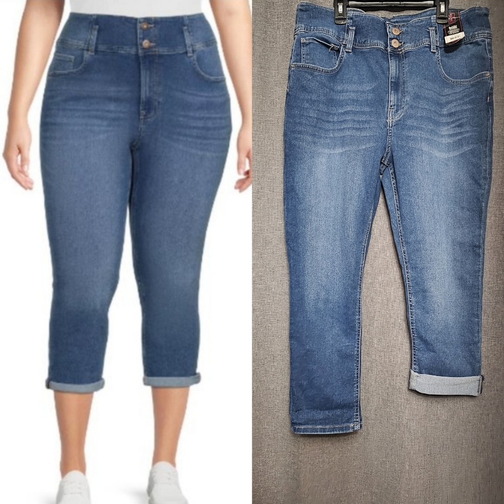 No Boundaries Double Button Roll Cuff Corset Jeans Juniors 19 Plus Size 2X New